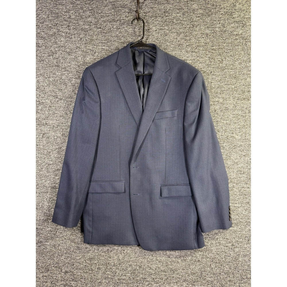 Lauren Ralph Lauren Mens 44L Navy Blue Micro Houndstooth 2 Button Blazer Jacket